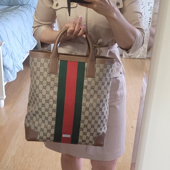 ***SOLD***GUCCI~LIMITED EDITION~SHERRY LINE~-EXTRA WIDE STRIPE~TOTE - Picture 9 of 13